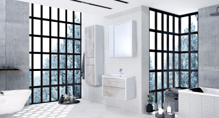 Пенал Roca Ronda ZRU9303005 левый бетон/белый глянец